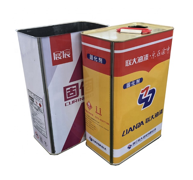 4L F type square engine oil tin can with metal handle and lid, paint solvent tin can