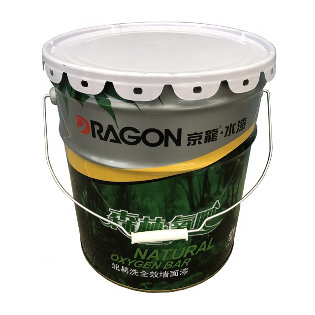 Round steel drum, color metal bucket, 18 liters paint metal can